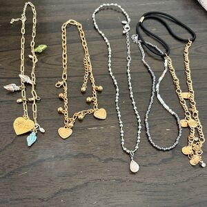 Assorted Women's Heart & Bead Charm Necklaces - Gold & Silver Tones